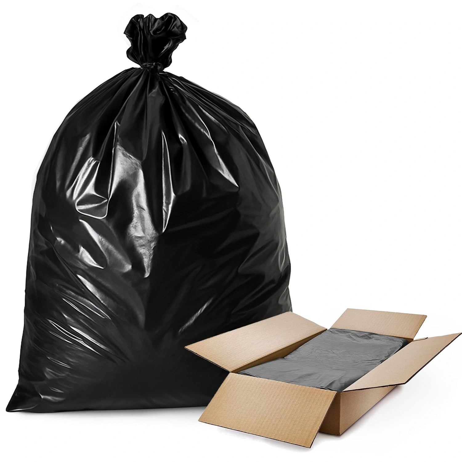 18x29x39 Inches White Heavy Duty Black & White Bin Bags (Pack of 200)