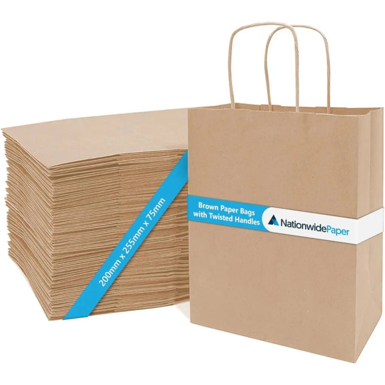 Medium Plus Brown Twist Handle Bags 20.3x26.7x10.8cm