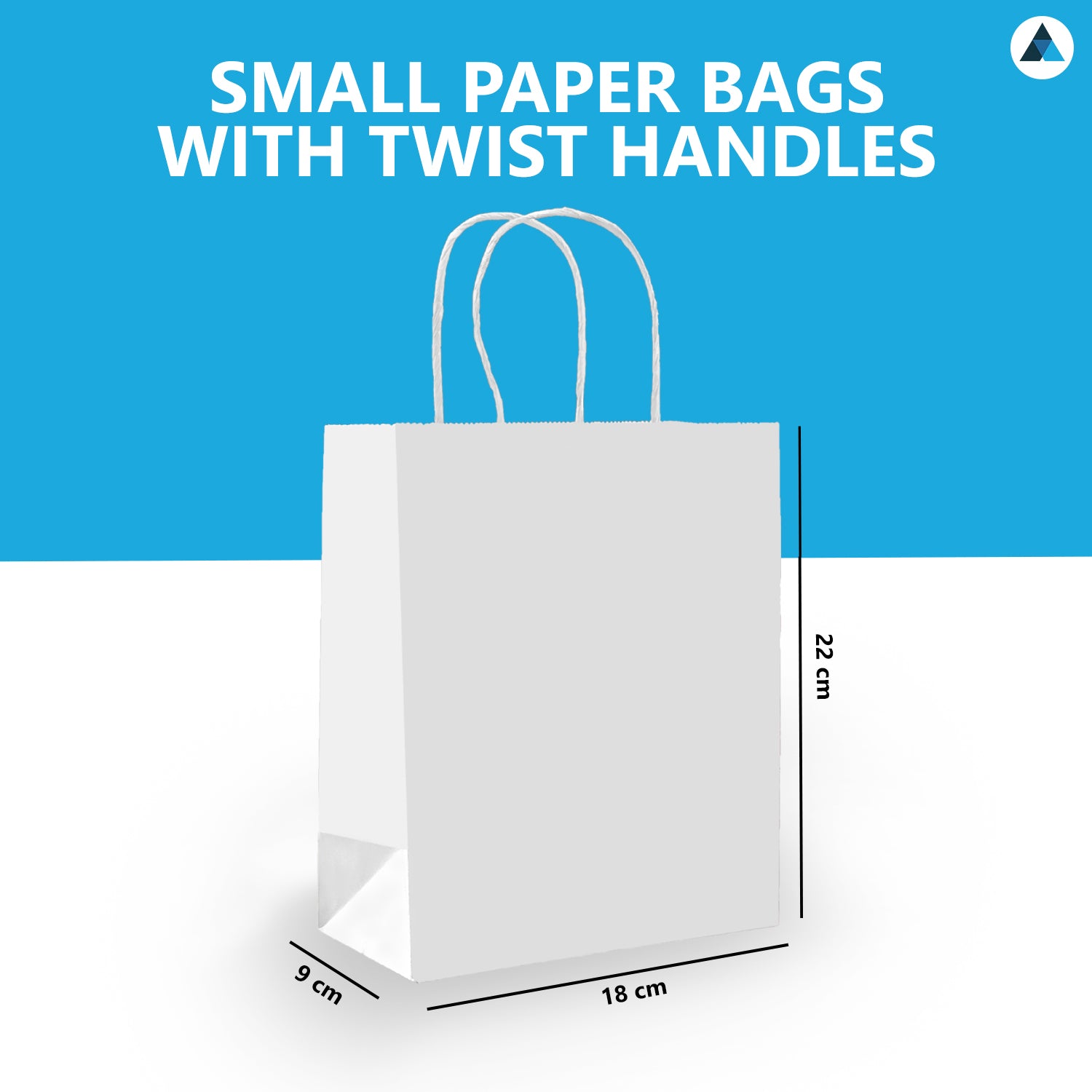 Small White Paper Twist Handle Bags 18x9x22cm