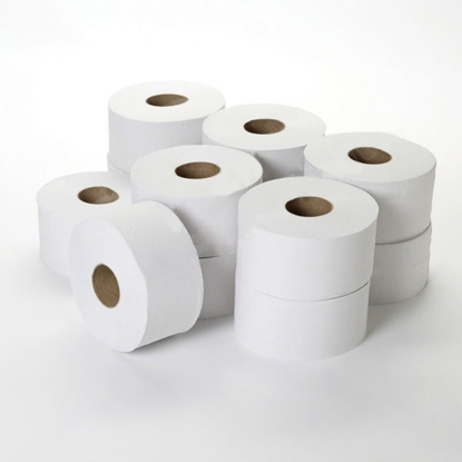 Picture of White Mini Jumbo Toilet Rolls (2 Ply, 200m x 76mm, Pack of 12)