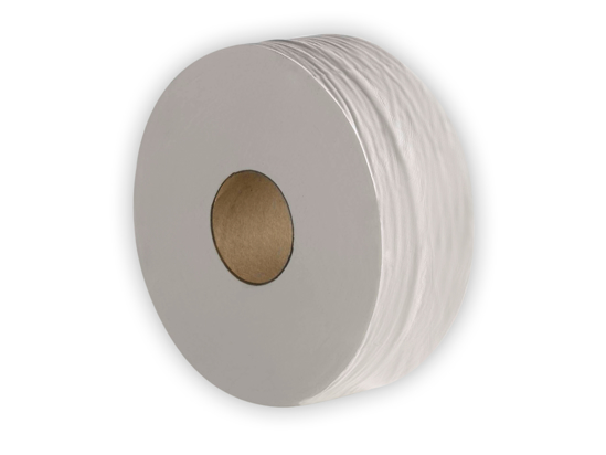 Picture of White Mini Jumbo Toilet Roll  (2ply, 200m x 76mm, Pack of 6)